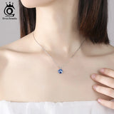 925 Sterling Silver Dark Crystal Stone Necklace for Women