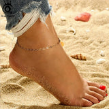 925 Silver Rhombus Chain Anklets Women 14K Foot Bracelet Summer Ankle Straps