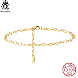 925 Silver Rhombus Chain Anklets Women 14K Foot Bracelet Summer Ankle Straps