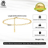 925 Silver Rhombus Chain Anklets Women 14K Foot Bracelet Summer Ankle Straps