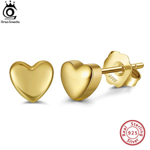 925 Silver Heart Earring 14K Plated Women Jewelry APE43