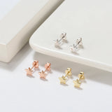 925 Silver Heart Earring 14K Plated Women Jewelry APE43