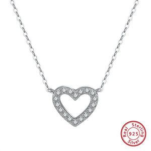925 Silver Love Heart Pendant Necklace with Cubic Zirconia Birthday Gift