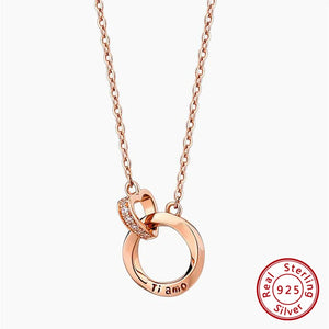 925 Silver Rose Ring Pendant Necklace Ti amo Love Anniversary Romantic Gift