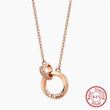 925 Silver Rose Ring Pendant Necklace Ti amo Love Anniversary Romantic Gift