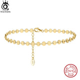 925 Silver Round Plate Chain Anklets for Women Foot Bracelet Ankle Straps