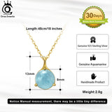 925 Silver Aquamarine Necklace Pendant