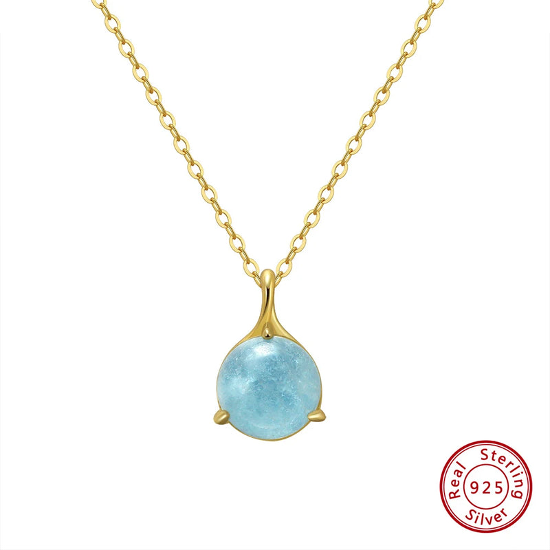 925 Silver Aquamarine Necklace Pendant Party Jewelry