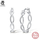 925 Silver Geometric Rose Plated Hoop Earrings for Women