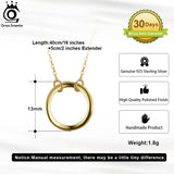 925 Sterling Silver Round Pendant Necklace Circle Dangle Necklace 14K Plated