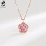 925 Silver Small Peach Blossom Pendant Necklace for Women SN318