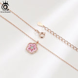 925 Silver Small Peach Blossom Pendant Necklace for Women SN318
