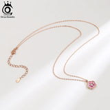 925 Silver Small Peach Blossom Pendant Necklace for Women SN318