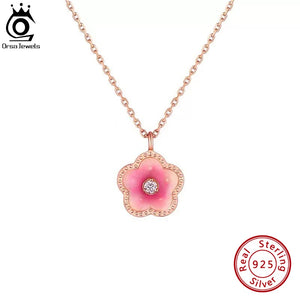 925 Silver Small Peach Blossom Pendant Necklace for Women SN318