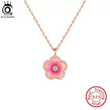 925 Silver Small Peach Blossom Pendant Necklace for Women SN318