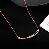 925 Silver Smile Necklace CZ Smiley Collarbone Chain Women
