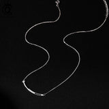 925 Silver Smile Necklace CZ Smiley Collarbone Chain Women