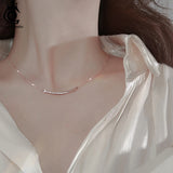 925 Silver Smile Necklace CZ Smiley Collarbone Chain Women