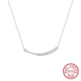 925 Silver Smile Necklace CZ Smiley Collarbone Chain Women