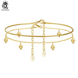 925 Silver Snake & Beads Chain Anklets for Women SSA06