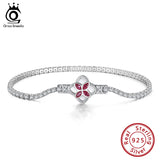 925 Silver Clover Tennis Bracelet Full Paved Zircon