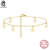 925 Silver Star Anklets for Women Girls Boho Beach Adjustable Foot Chains