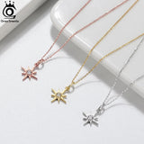 925 Silver Star Pendant Necklace with Cubic Zirconia for Women