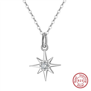925 Silver Star Pendant Necklace with Cubic Zirconia for Women