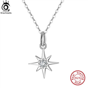 925 Silver Star Pendant Necklace with Cubic Zirconia for Women
