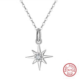 925 Silver Star Pendant Necklace with Cubic Zirconia for Women