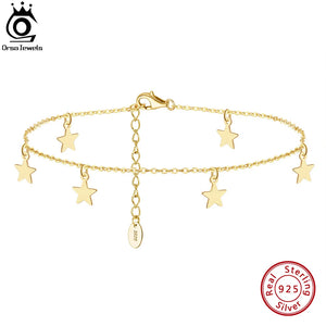 925 Silver Boho Star Anklets for Women Girls Beach Anklets