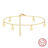 925 Silver Boho Star Anklets for Women Girls Beach Anklets