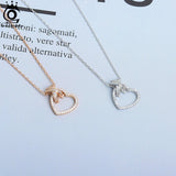 925 Sterling Silver Bowknot Necklace with Zirconia Heart Pendant
