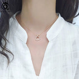 925 Sterling Silver Bowknot Necklace with Zirconia Heart Pendant