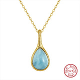 925 Silver Aquamarine Necklace Gemstone Pendant Banquet Jewelry