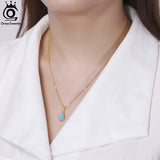 925 Silver Aquamarine Necklace Gemstone Pendant Banquet Jewelry