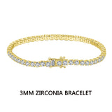 925 Silver Tennis Bracelet 2MM Zirconia 14K Bangle Jewelry