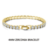925 Silver Tennis Bracelet 2MM Zirconia 14K Bangle Jewelry