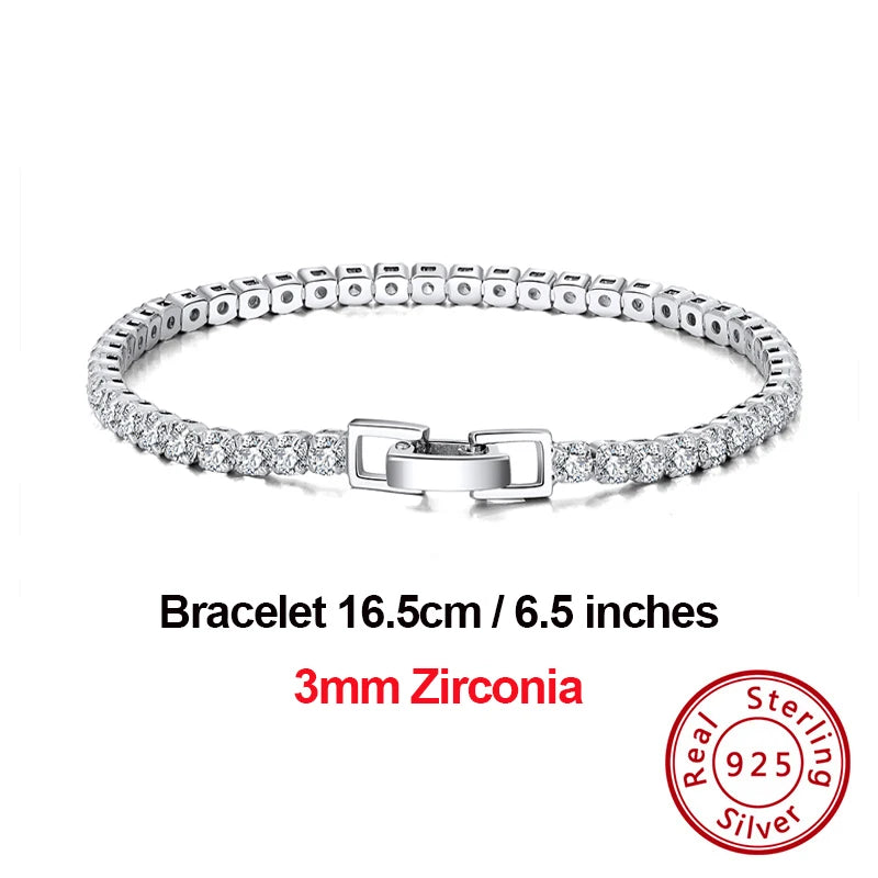 925 Sterling Silver Tennis Bracelet with Cubic Zircon - SB92
