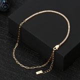 925 Silver Tennis Chain Anklet Clear Zirconia Half Chain Half Tennis for Women