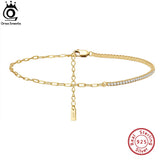 925 Silver Tennis Chain Anklet Clear Zirconia Half Chain Half Tennis for Women