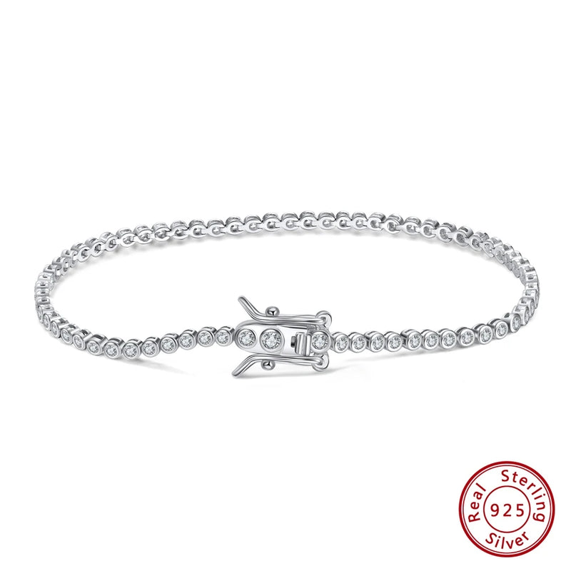 925 Silver Tennis Chain Bracelet 1.5/2/3mm Zirconia SB143