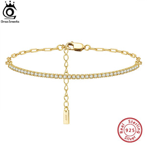 925 Silver Tennis Chain Bracelet Clear Zirconia Half Chain Half Tennis Women