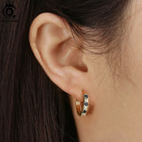 925 Silver Clear&Sapphire CZ Hoop Earrings Women Jewelry SE362
