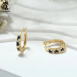 925 Silver Clear&Sapphire CZ Hoop Earrings Women Jewelry SE362