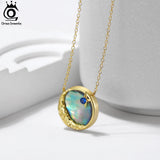 925 Silver CZ Pendant Necklace Abalone Shell Women Jewelry