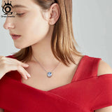 925 Silver CZ Pendant Necklace Abalone Shell Women Jewelry