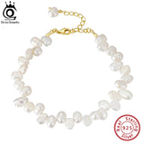 925 Silver Vintage Freshwater Pearl Bracelet for Women Girls Bangle