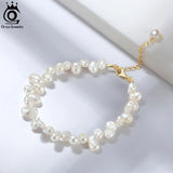 925 Silver Vintage Freshwater Pearl Bracelet for Women Girls Bangle