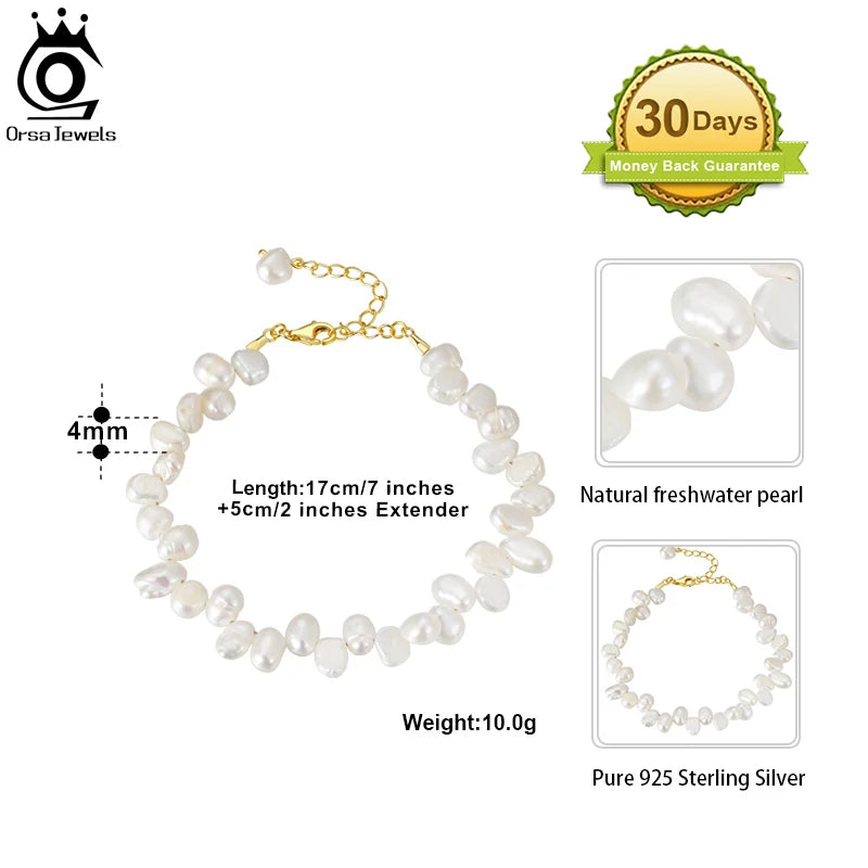 925 Silver Vintage Freshwater Pearl Bracelet for Women Girls Bangle